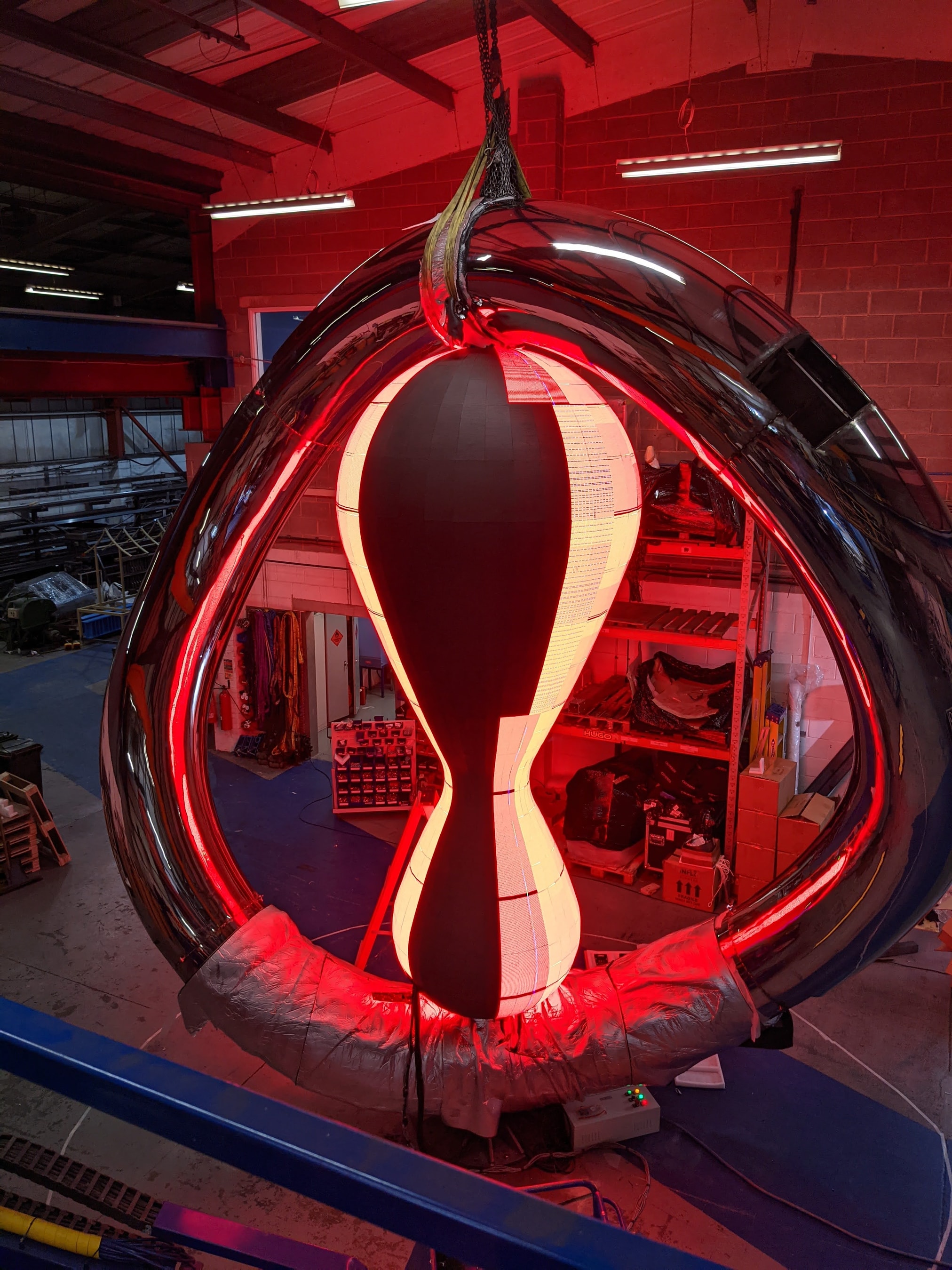 FIFA World Cup countdown clock structure during fabrication in workshop