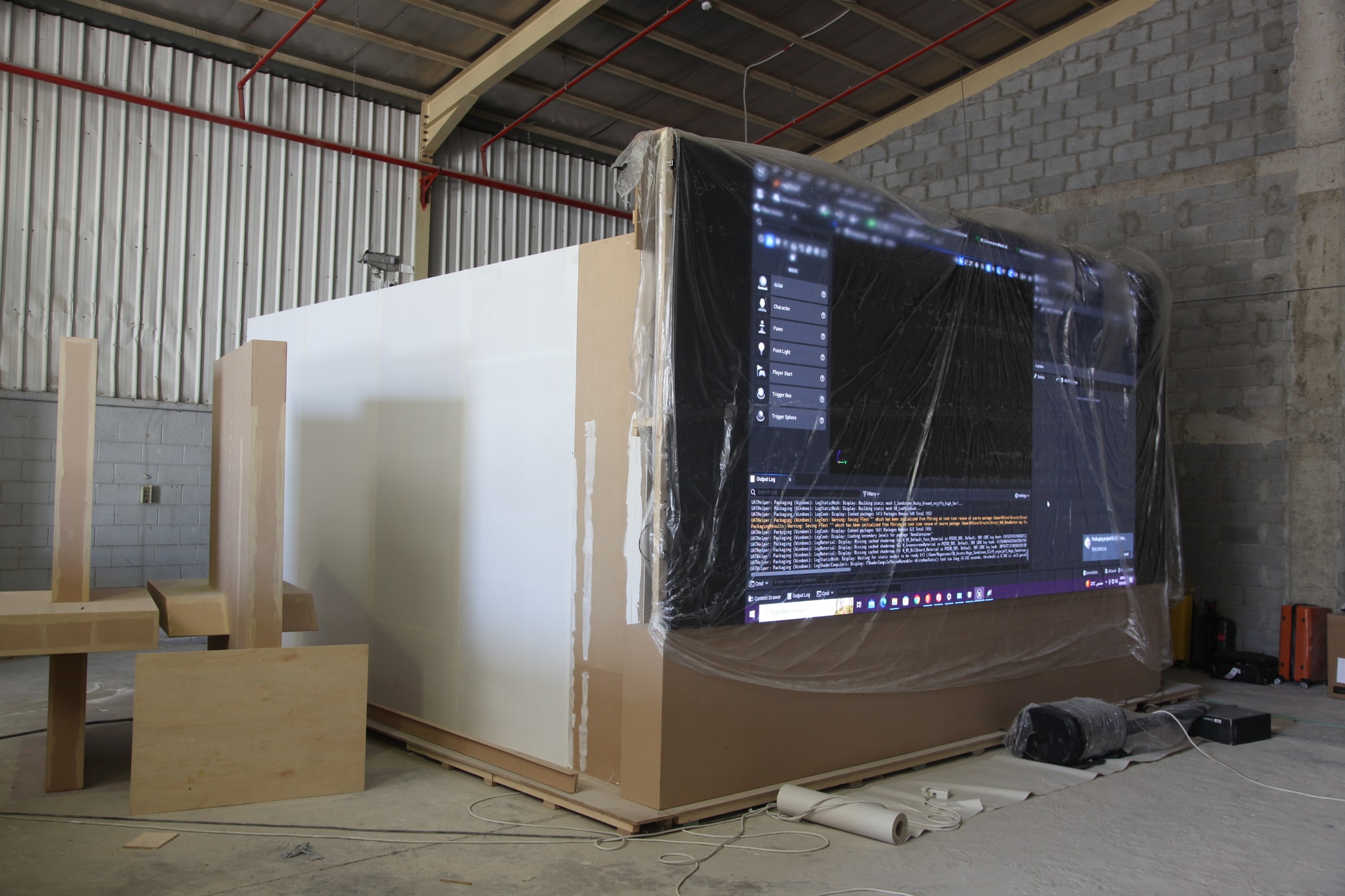 Large-format LED wall under construction for the TONOMUS virtual production stand